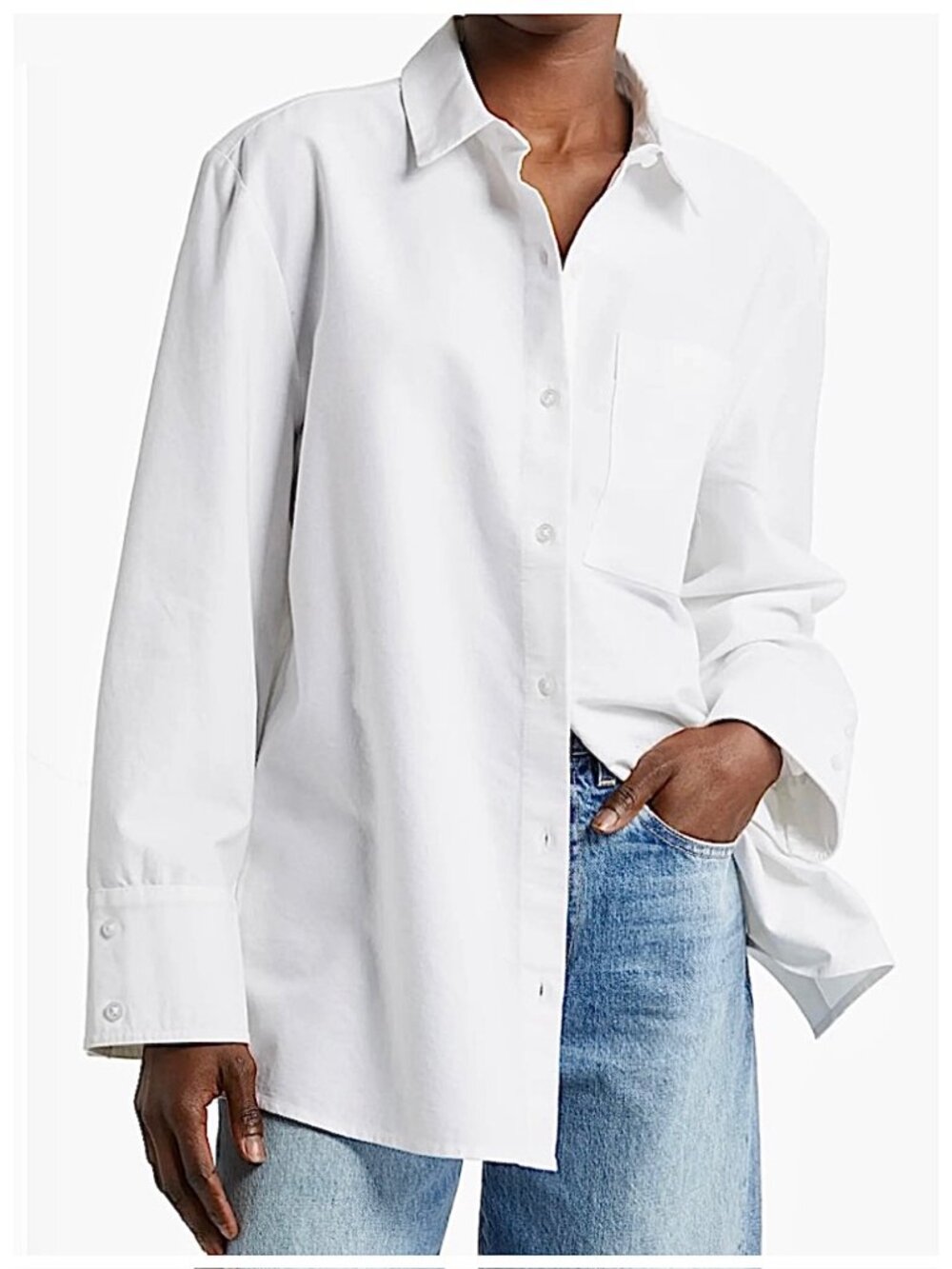 Treasure & Bond Oversized White Oxford Cotton Button-Up Shirt NWT